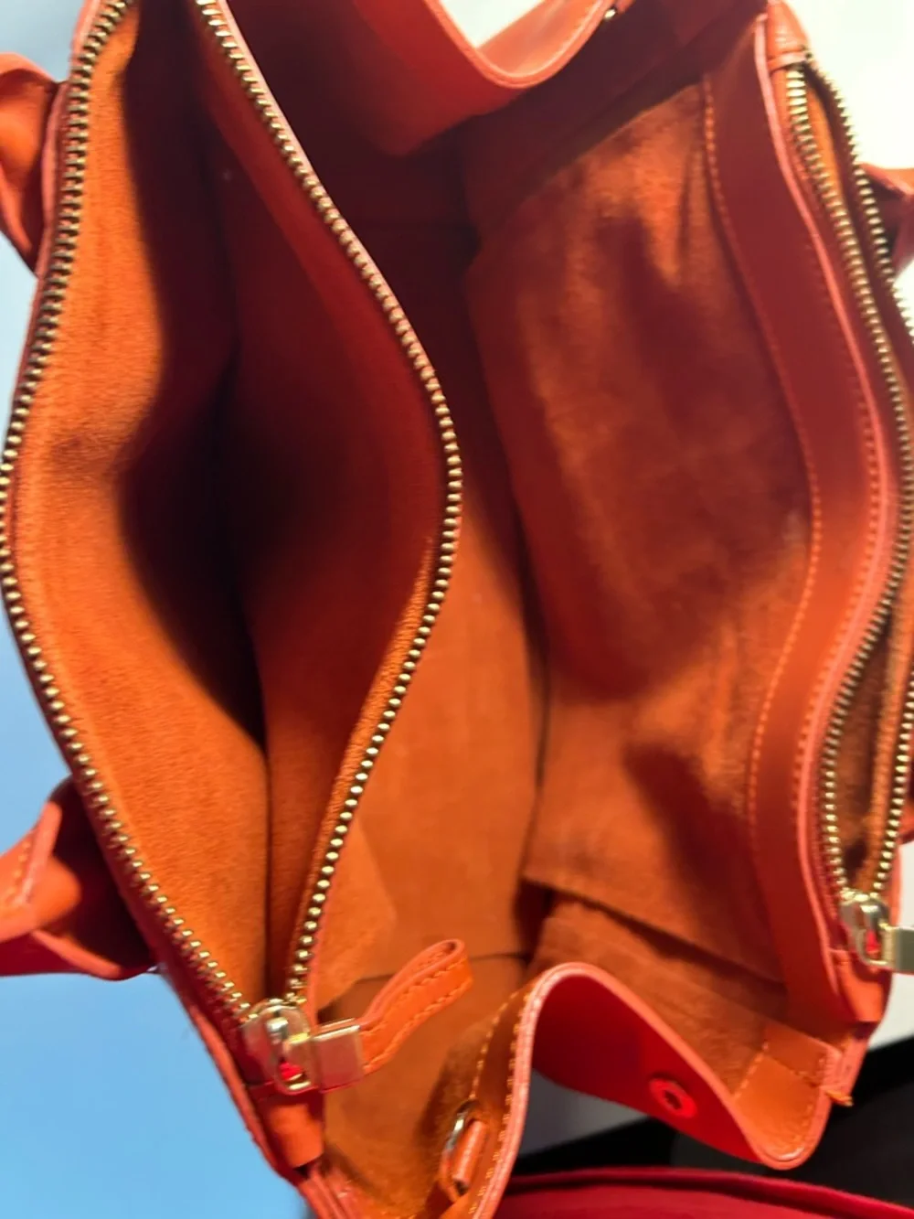 Teddy Blake Orange Croc-Embossed Leather Satchel Purse - Picture 5 of 10